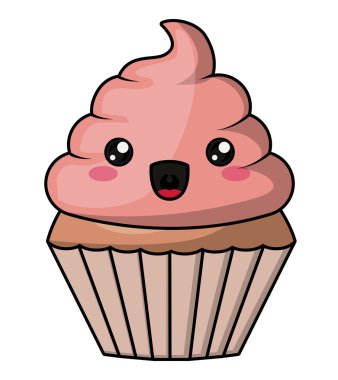 Muffin kawaii yüz tasarımı ile