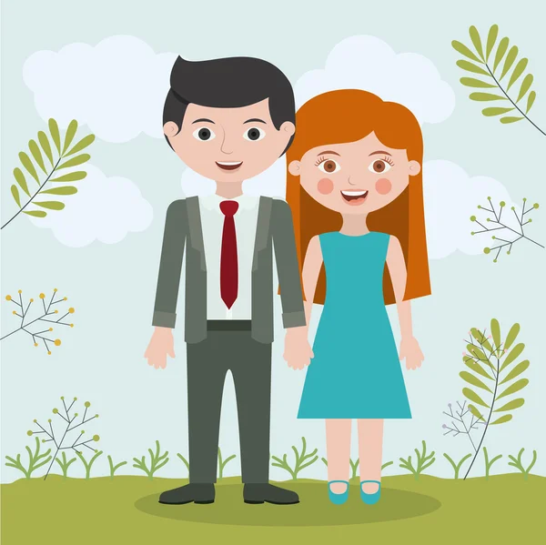 Couple relation portrait design — Image vectorielle