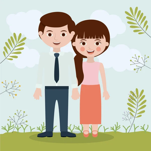 Couple relation portrait design — Image vectorielle