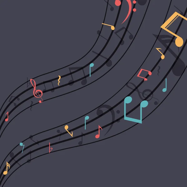 Design de notas musicais multicoloridas — Vetor de Stock