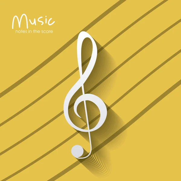 Music note over striped background design — Stock Vector