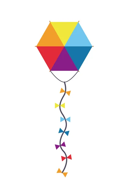 Veelkleurige kite met strikjes design — Stockvector