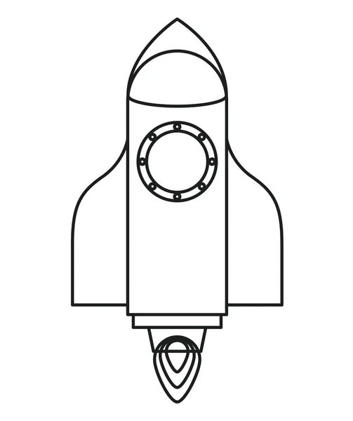 Fusée isolée avec conception de la flamme — Image vectorielle