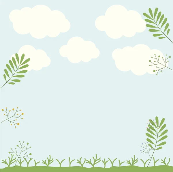 Дизайн листяних рослин і хмар — стоковий вектор