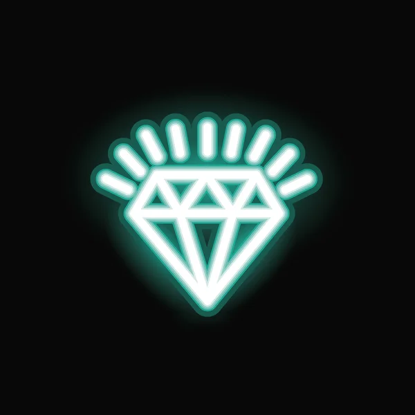 Icono de silueta de diamante neón — Vector de stock