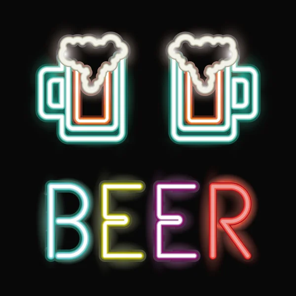 Neón cerveza de diseño de bar — Archivo Imágenes Vectoriales