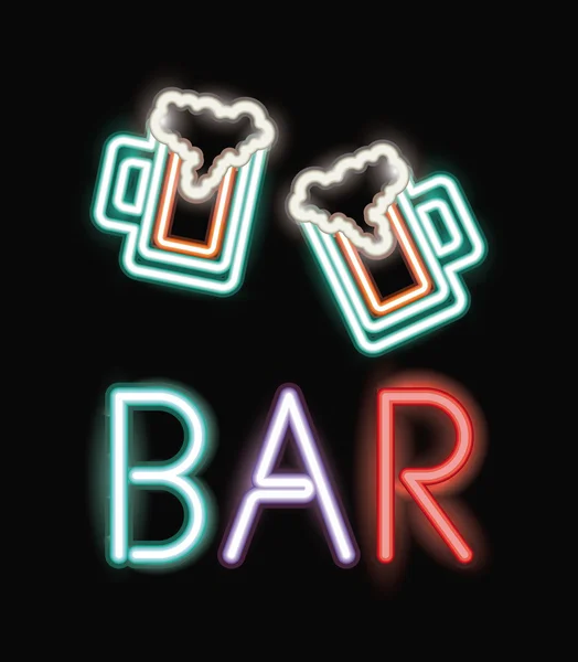 Neon beer of bar design — Stock Vector