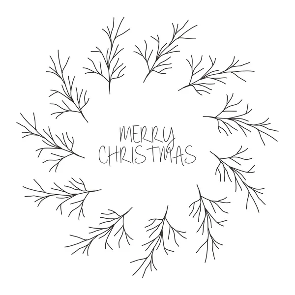 飾りとクリスマス シーズンの素朴な葉冠 — ストックベクタ