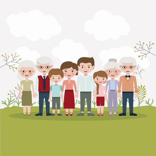 Mother father daughter son and grandparents designs — Stock Vector