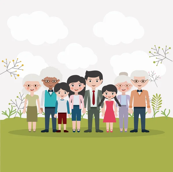 Mother father daughter son and grandparents designs — Stock Vector
