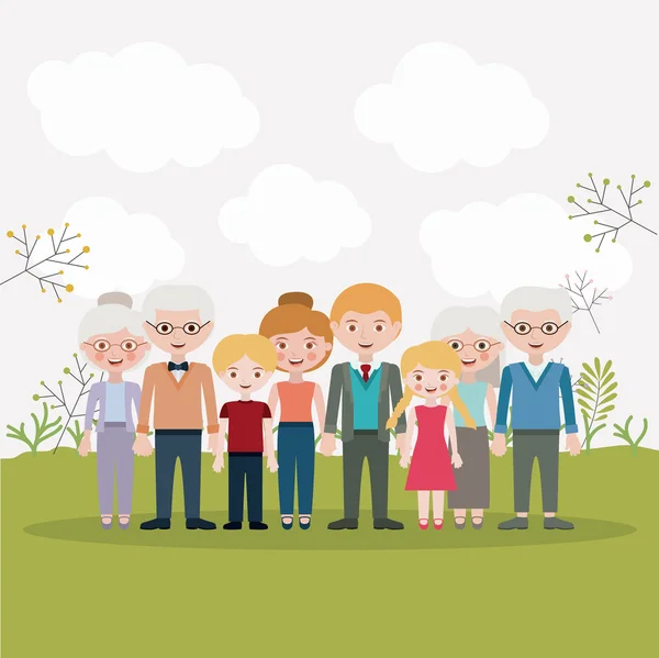 Mother father daughter son and grandparents designs — Stock Vector