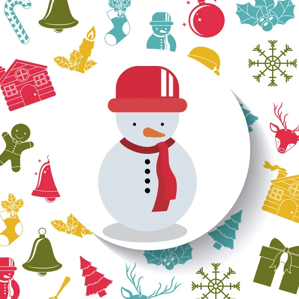 Snowman of Merry Christmas design — Stock Vector