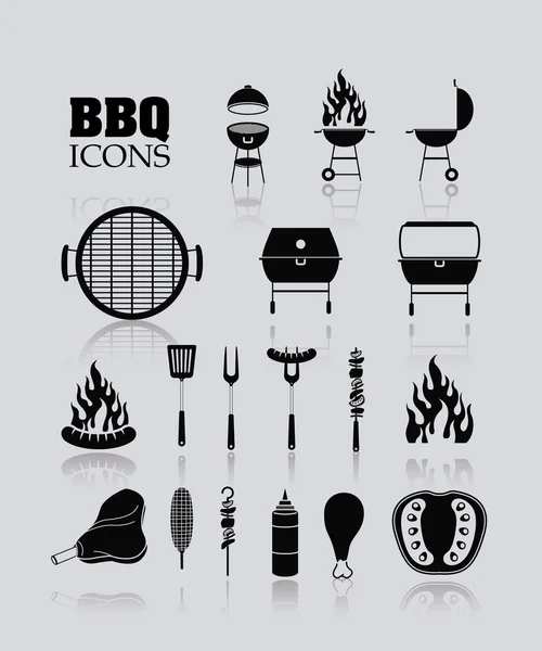 烧烤和烧烤菜单图标集 — 图库矢量图片