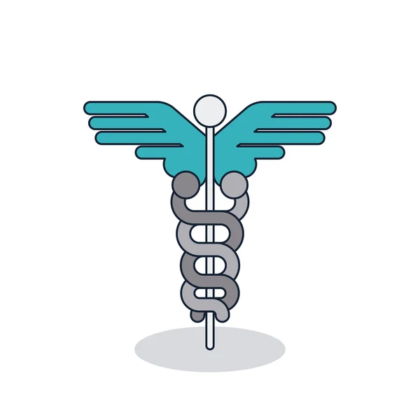 Caduceo y diseño de atención médica — Vector de stock