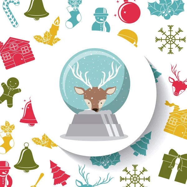 Reindeer sphere of Merry Christmas design — Stock Vector