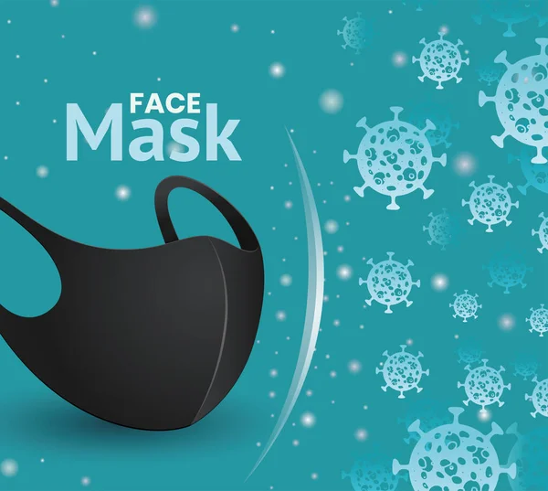 Máscara facial negro icono diseño vectorial — Vector de stock