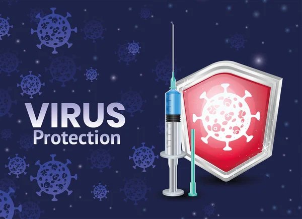 Covid 19 virus protection shield and injection vector design — 스톡 벡터