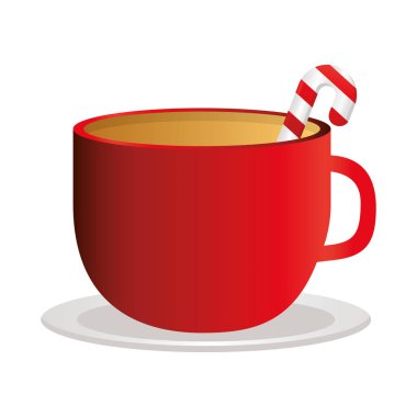 Çikolata kupa vektör tasarımının içinde mutlu noel şekeri