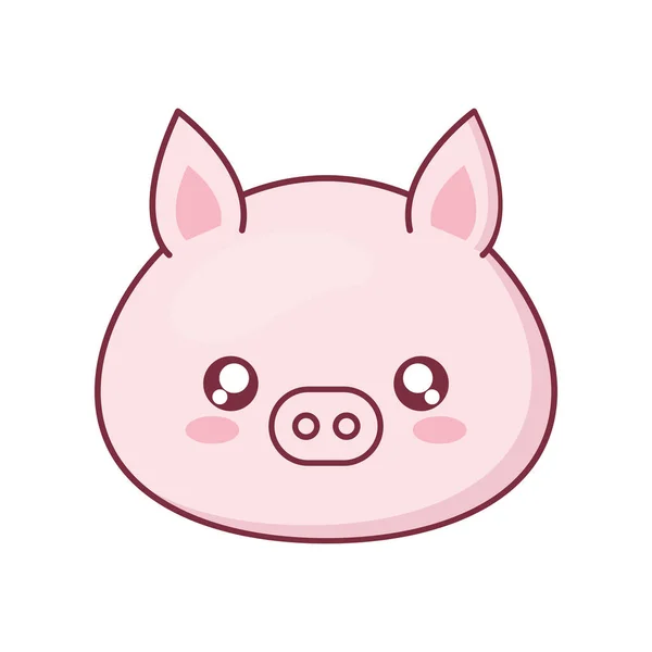 Kawaii pig animal cartoon vector design — Stock Vector