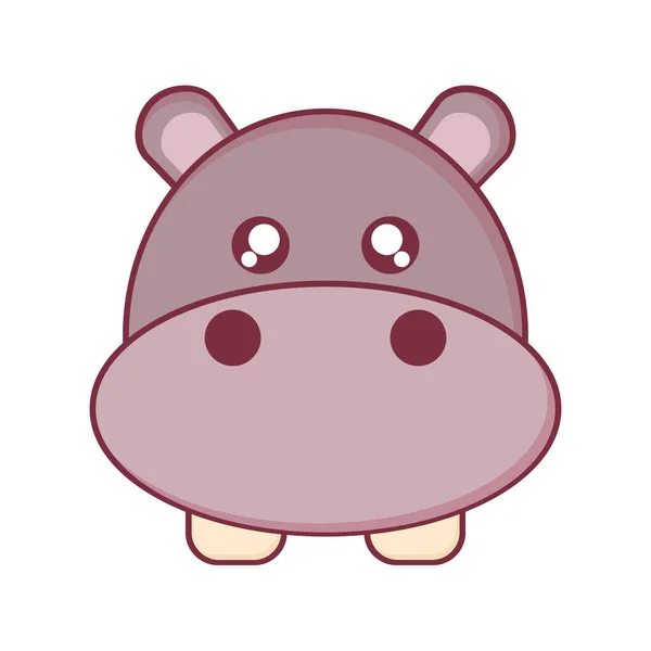 Kawaii hippo animal dessin animé vecteur design — Image vectorielle