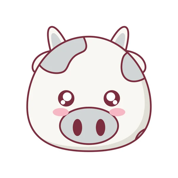 Vaca Kawaii animal diseño de vectores de dibujos animados — Archivo Imágenes Vectoriales