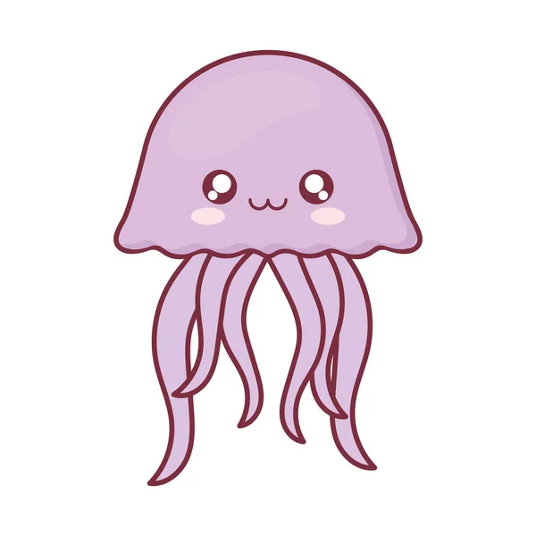 Kawaii jellyfish animal cartoon vector design — Stock Vector