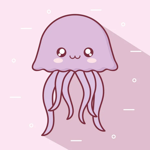Kawaii medusas animal diseño de vectores de dibujos animados — Vector de stock