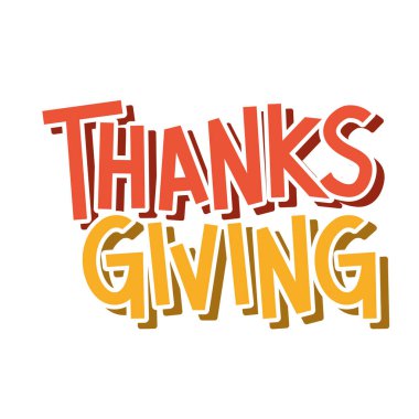 Şükran Günü harfleri izole vektör tasarımı