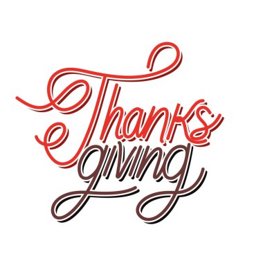 Şükran Günü harfleri izole vektör tasarımı