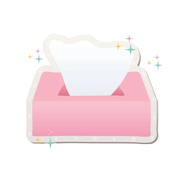 Boîte en tissu rose avec un autocollant de tissu — Image vectorielle