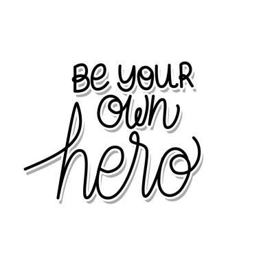 Beyaz arka planda yazan kendi kahramanınız olun.