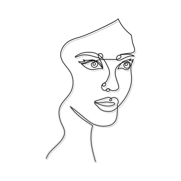 Ligne femme visage avec une bouche et deux yeux dans un fond blanc — Image vectorielle