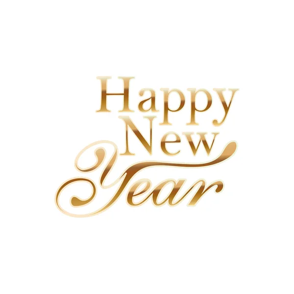 Happy new year in golden lettering in withe background — Stock Vector
