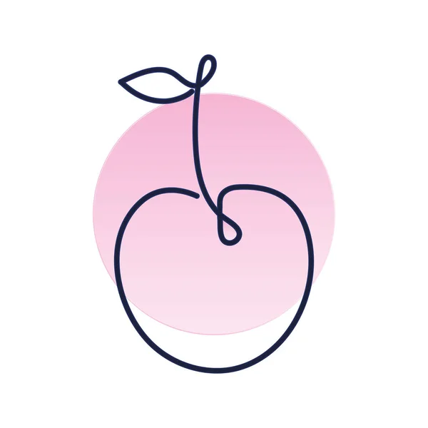 Fruta fresca de cereza, estilo de una línea — Vector de stock