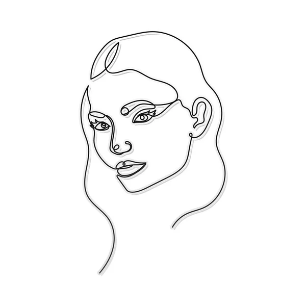 Ligne femme visage avec une bouche dans un fond blanc — Image vectorielle