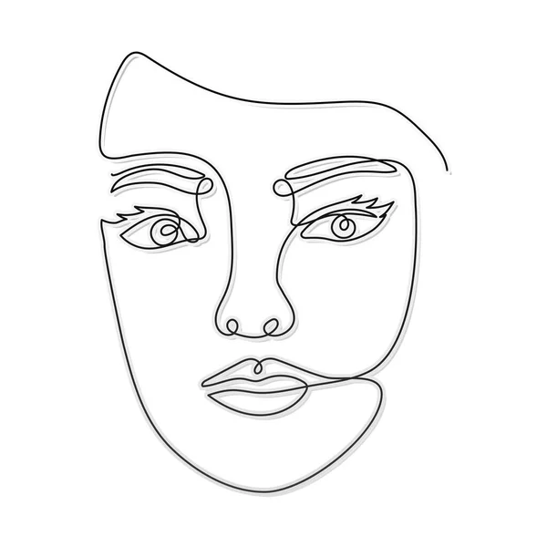 Línea mujer cara con dos ojos — Vector de stock