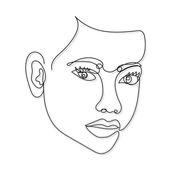Línea mujer cara con dos ojos sobre un fondo blanco — Archivo Imágenes Vectoriales