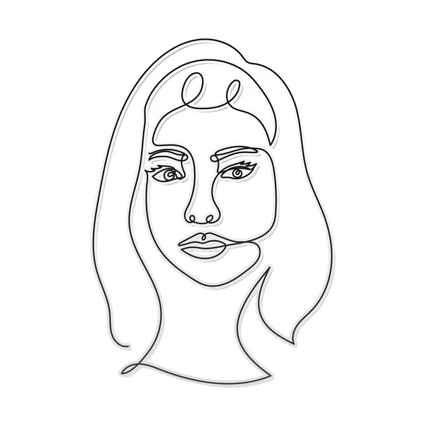 Línea mujer cara con dos ojos en un fondo blanco — Vector de stock