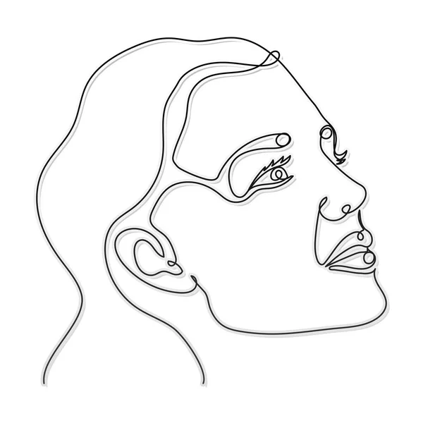Línea cara de mujer sobre un fondo blanco — Vector de stock