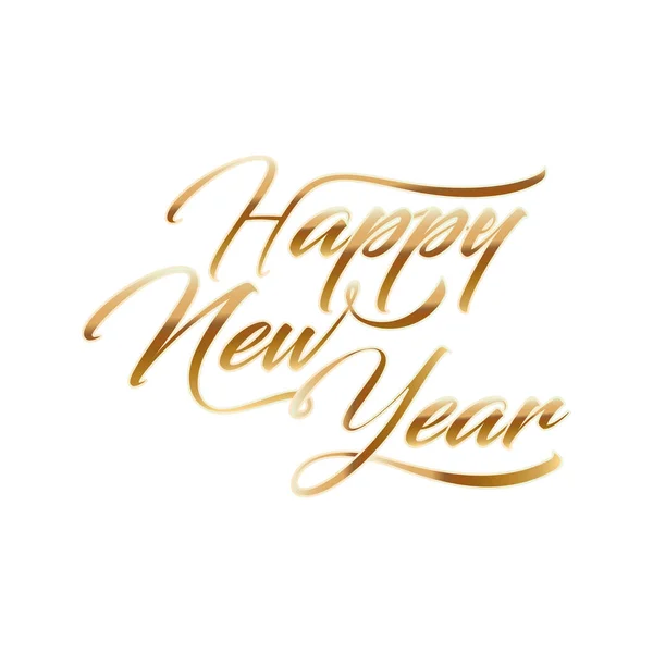 Šťastný nový rok písmo zlaté barvy — Stockový vektor