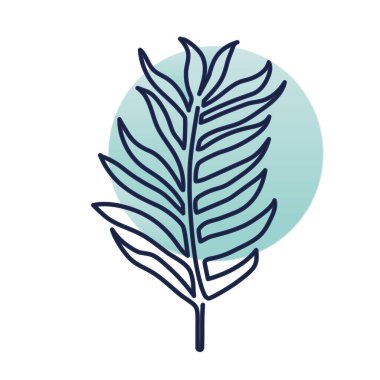 Saplı bitki ve bir sürü yaprak, tek çizgi tarzı