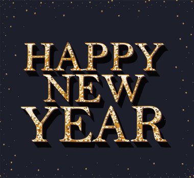 Yeni yılınız kutlu olsun. Siyah arka planda altın haşhaş harfleri.