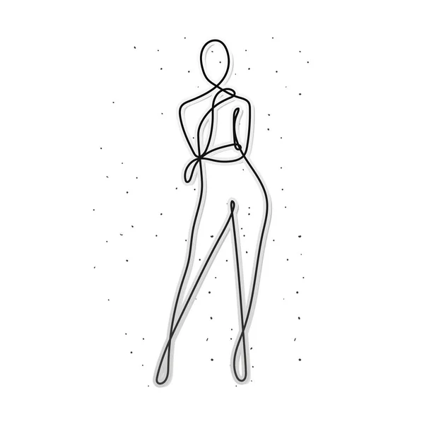 Γραμμή γυναικείο σώμα με τα χέρια σε λευκό φόντο — Διανυσματικό Αρχείο