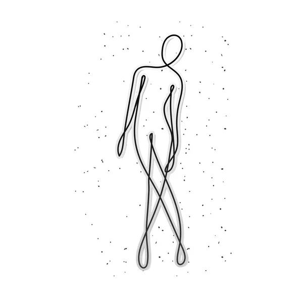 Línea mujer cuerpo con puntos y brazos — Vector de stock