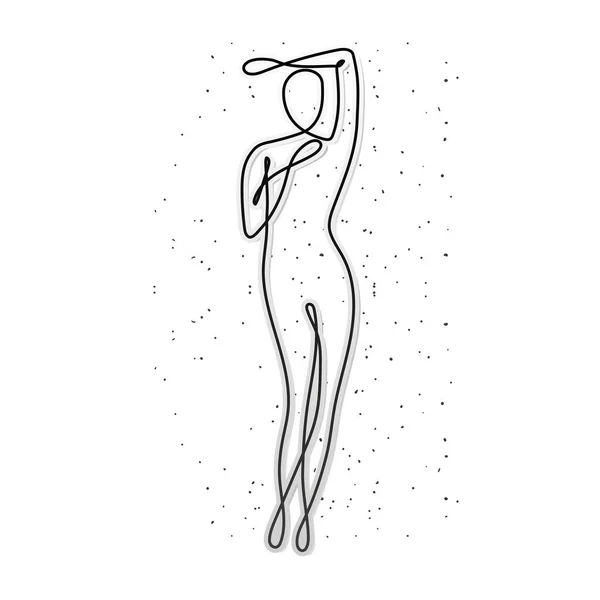 Cuerpo de mujer de línea en fondo blanco — Vector de stock