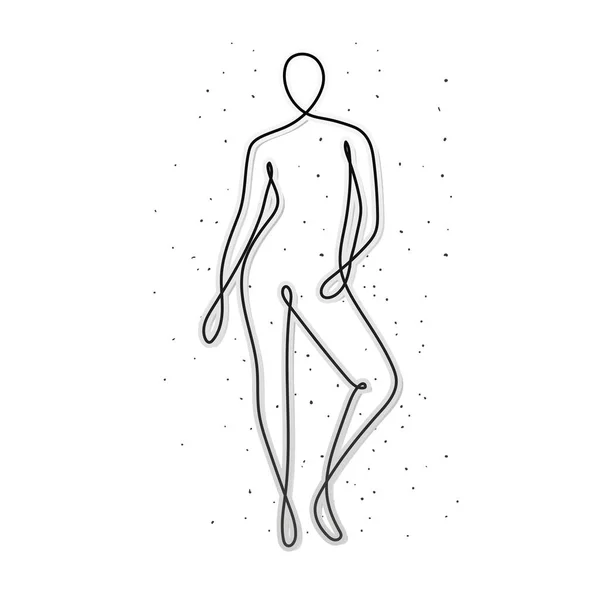 Línea mujer cuerpo con puntos sobre fondo blanco — Vector de stock