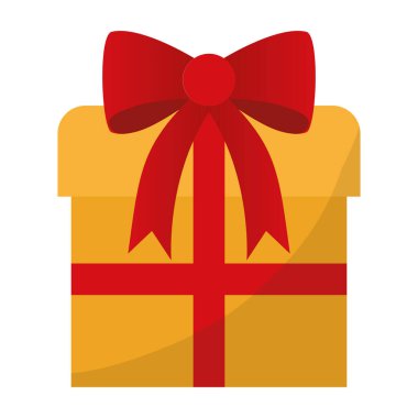 Beyaz arkaplanda kırmızı kurdeleli hediye