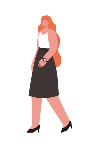 Femme vêtue d'une jupe sombre, talons et une montre-bracelet — Image vectorielle