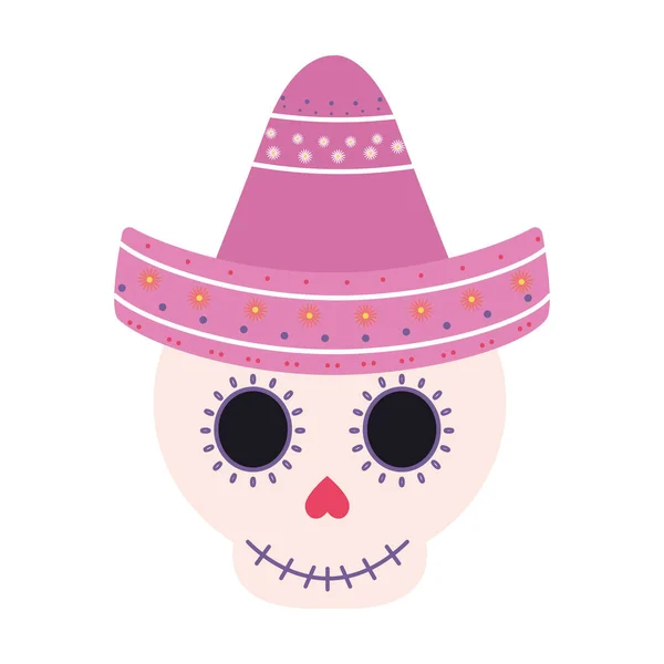 Cráneo con sombrero icono sobre fondo blanco — Vector de stock