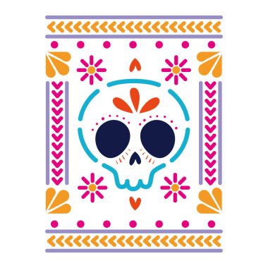 Beyaz arkaplanda kare renkte bir kafatası simgesi